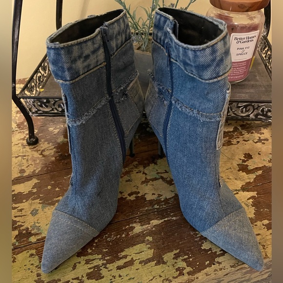 Jeffrey Campbell Shoes - Jeffrey Campbell Denimous Blue Denim Multi Stiletto Heel Pointed Toe Ankle Boots